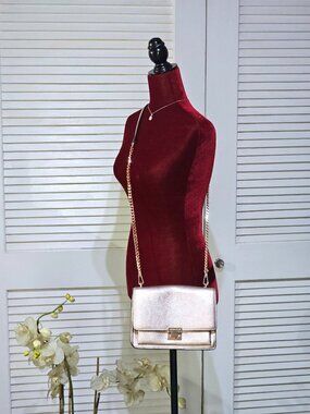 Rebecca Minkoff Womens Rose Gold Metallic Leather Christy Shoulder Bag Sz M 2291